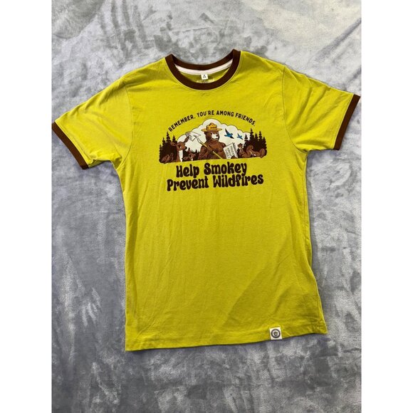 Official Smokey Bear Ringer T-Shirt Small By The Landmark Project  60% Cotton 40 - Picture 7 of 16